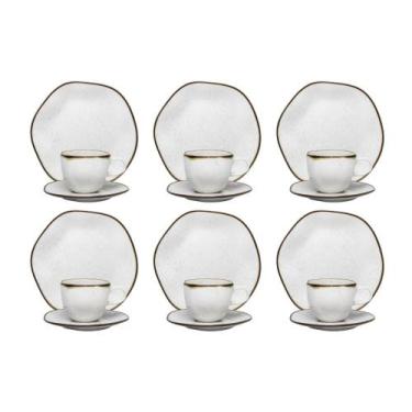 Imagem de Jogo Pratos Sobremesa E Xícaras De Porcelana Oxford Ryo Maresia 18 Peç