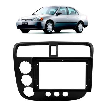 Imagem de Moldura Painel Central Multimidia 9 Polegadas Civic Ar Analógico 2001 à 2006 Preto Fosco Expex