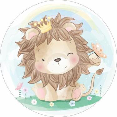 Imagem de Painel de Tecido Sublimado Redondo Leãozinho Aquarela Rei da Selva C/E