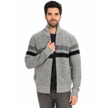 Imagem de Casaco Masculino Tricot Anistia Aberto Forro Xadrez Mescla Claro, Mesc