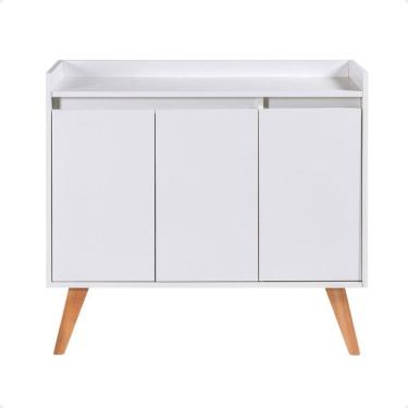 Imagem de Aparador Buffet 90cm Retro Mdf Branco Madri - On Móveis