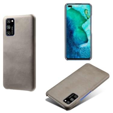 Imagem de Capa para Huawei Honor V30 PRO,Proteção contra quedas,Casca de volta de cor sólida simples,Design de couro de imitação de plástico-Gray