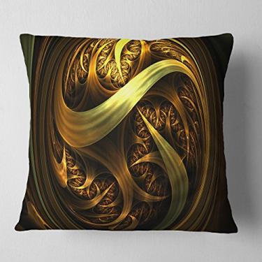 Imagem de Designart Esfera fractal dourada no escuro, sala de estar, sofá, enchimento de almofada de alta qualidade + capa de almofada impressa em ambos os lados 40,64 cm x 40,64 cm