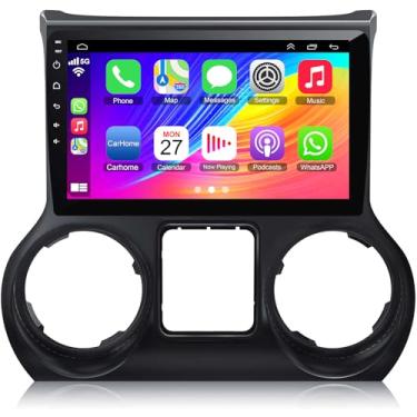 Imagem de Rádio de carro 4G + 64G atualizado Android 13 para Jeep Wrangler 2011 2012 2013 2014, rádio de carro de 10,2 polegadas com Carplay e suporte automático Android, navegação GPS, controle de voz Blutooth