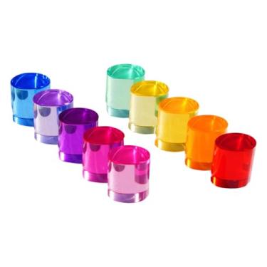 Imagem de simhoa Conjunto de blocos de construção de arco-íris, cilindros de acrílico com pedras preciosas de arco-íris, jogo de empilhamento de blocos de acrílico, 2.5cm