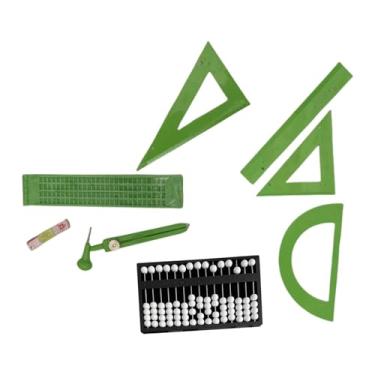 Imagem de Fenteer Conjunto de 9 peças de régua transferidora para crianças cegas, kit leve e prático de desenho matemático para e professores