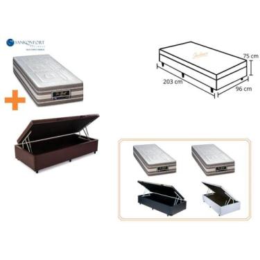 Imagem de Conjunto Solteiro KIng c/Colchão Le Griff SanKonfort + Cama Box Baú Ja