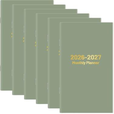 Imagem de Sayglossy Pacote com 6 calendários de bolso 2025-2026 para bolsa, agenda de bolso de 9 x 15 cm pequeno calendário mensal de janeiro de 2025 a dezembro de 2026 para mulheres e homens presentes de ano