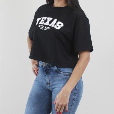 Imagem de Camiseta Cropped Algodão Oversized Caimento Soltinho Manga Curta - Tex