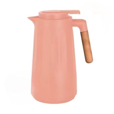 Imagem de Garrafa Térmica 1 Litro Nórdica com Cabo de Madeira Estilo Retrô para Café, Chá e Bebidas Quentes(Rosa)