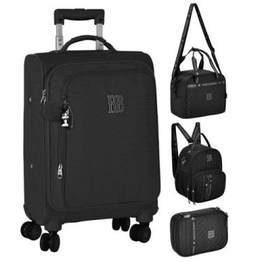 Imagem de Kit Mala Escolar Lancheira Estojo Rebecca Bonbon Clio Style, Preto - R