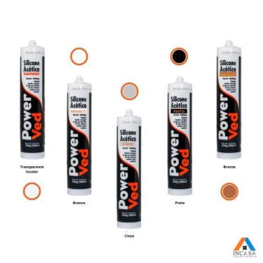 Imagem de Kit 10 Silicone Acético Vedação Janelas Box Power Ved 280ml/256g Incol