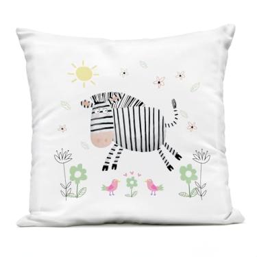 Imagem de Stupell Industries Travesseiro floral com ilustração de zebra para bebê, estampa externa, 45 x 18 x 45, preta