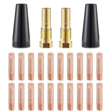 Imagem de Welding Knight Kit de pistola de solda MIG K3493-1 de 24 peças de pontas de bocal sem gás com núcleo de fluxo compatível com Lincoln FC90/80GL Forney Titanium 0,030" (0,8 mm) Kit