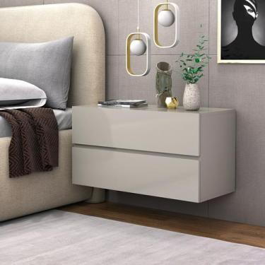 Imagem de mesa de cabeceira com 2 gaveta suspensa de parede eros 60cm para quart