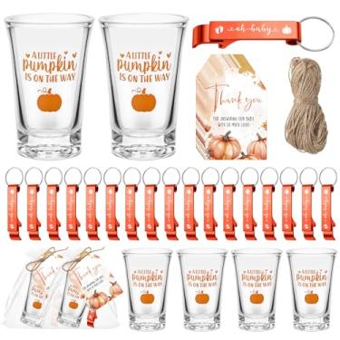 Imagem de Blushtier 25 conjuntos de copos de chá de bebê lembrancinha de festa de chá de bebê chaveiro abridor de garrafa bonito chaveiros etiquetas e bolsas lembrancinhas de chá de bebê revelar gênero festa