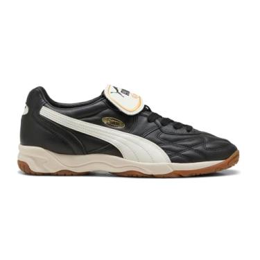 Imagem de PUMA Tênis masculino King Indoor com cadarço casual - Branco, Preto/Branco Quente, 41