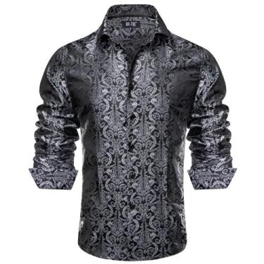 Imagem de Camisa social Hi-Tie Silk Paisley Jacquard de manga comprida para home
