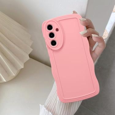 Imagem de UEEBAI Capa de silicone com moldura ondulada para Samsung Galaxy A17 5G, linda moldura ondulada slim fit à prova de choque capa macia bonita encaracolada feminina para Samsung Galaxy A17 5G, rosa