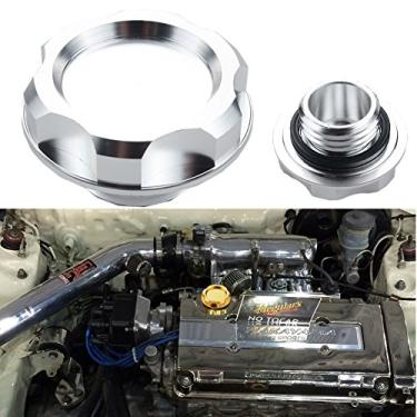 Imagem de Dewhel Tampa do tanque de enchimento de combustível de óleo de motor Billet para Honda Acura Civic TL cor prata