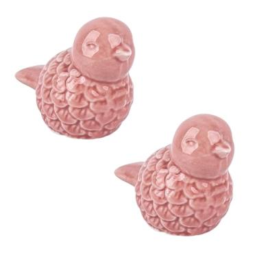 Imagem de Framendino, Pacote com 2 tampas de parafuso de vaso sanitário de cerâmica em forma de pássaro conjunto de substituição fácil instalação para decoração de banheiro rosa