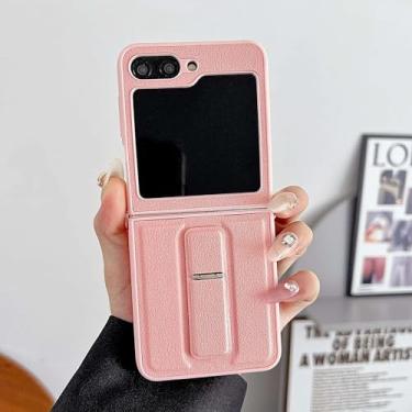 Imagem de Capa para Galaxy Z Flip5 de couro sintético com suporte protetor (para Galaxy Z Flip5/rosa)