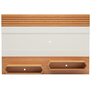 Imagem de Painel Para TV 65 Pol Suspenso 220cm 2 Nichos Hexagon D03 Off White Freijó - Lyam Decor