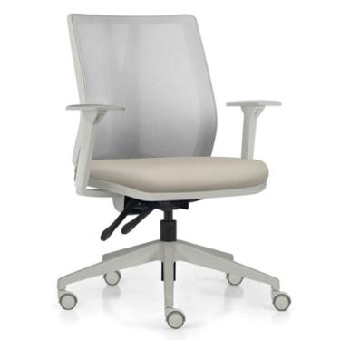 Imagem de Cadeira de Escritório Giratória Diretor Flow F02 Base Cinza Sintético Bege - Lyam Decor