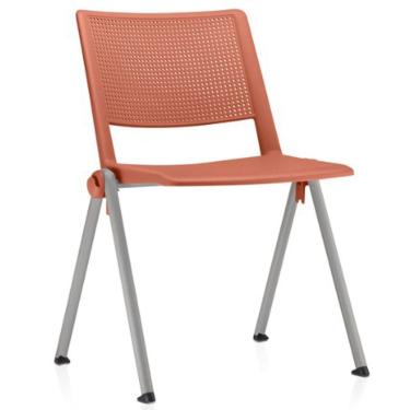 Imagem de Cadeira Empilhável Fixa Lift F02 Base Aço Cinza Laranja - Lyam Decor