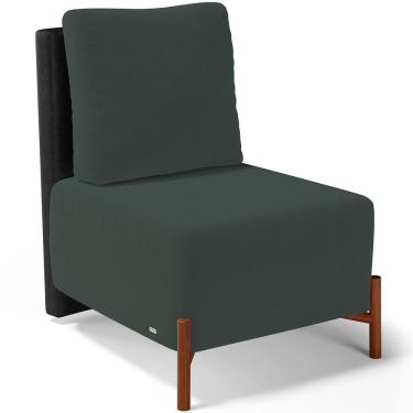 Imagem de Poltrona Decorativa Sala de Estar Living Hungria L02 Couríssimo Preto Suede Verde Musgo - Lyam