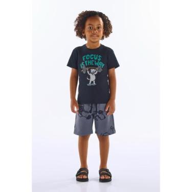 Imagem de Conjunto Infantil Camiseta e Bermuda Up Baby, Preto, 3