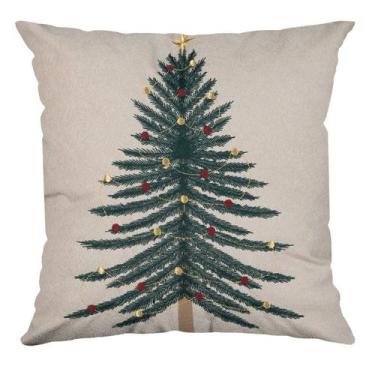 Imagem de Capa para Almofada Aveludada Bordada Árvore de Natal 4x43cm - Belchior