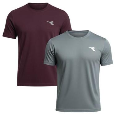 Imagem de Kit 2 Camisetas Diadora Small Logo Masculina - Grafite e Vermelho G, C