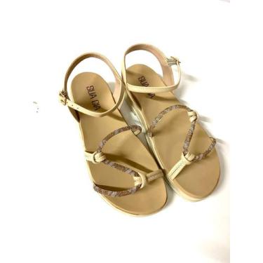 Imagem de Sandália sua cia super leve com tiras strass areia 835915508, Areia, 3