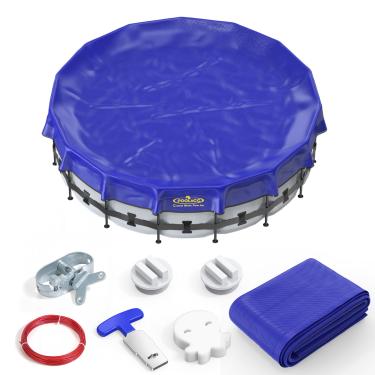 Imagem de Cobertura de piscina de inverno redonda de 18 pés para piscinas acima do solo Proteção fora da temporada, cobertura resistente aos raios UV para piscina Preparação para o inverno