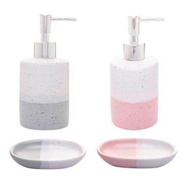 Imagem de Jogo 2 Porta Sabonete Liquido 2 Travessa Sabonete Em Barra - LYOR