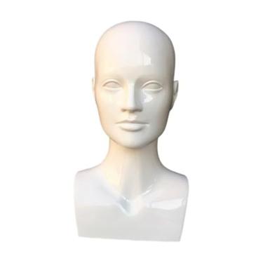 Imagem de OIIBWQ Suporte de Exibição de Cabeça de Manequim Masculino Suporte de Cabeça de Manequim para Apliques de Cabelo Joias, Branco Brilhante