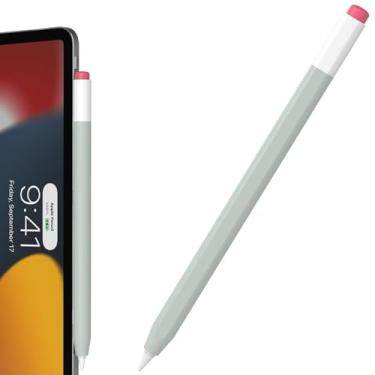 Imagem de FAFALITHIC Capa de silicone clássica compatível com Apple Pencil Pro e Apple Pencil capa protetora de 2ª geração, suporta carregamento magnético e toque duplo (verde acinzentado)