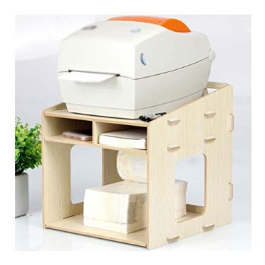 Imagem de SUNESA Suporte de impressão, rack de armazenamento multifuncional de 3 camadas, suporte de impressora de código de barras, prateleira de máquina de fax para escritório, mesa de fax 24 × 26,5 cm (preta