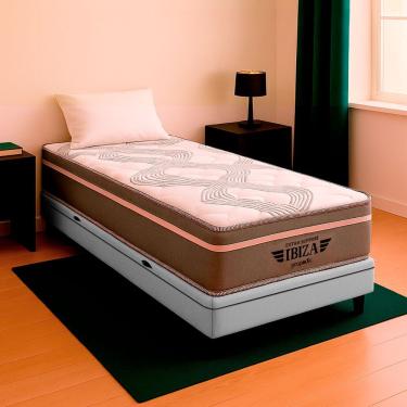 Imagem de Cama Box Solteiro E Colchão Ibiza Molas V-store 88x188x22 Branco