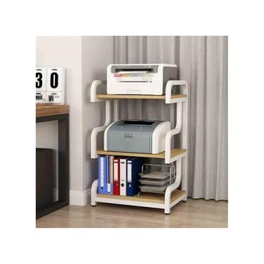 Imagem de hezhuhe2258 Suporte de impressão de três camadas de grande capacidade para impressora organizador de arquivos de escritório armazenamento doméstico estante copiadora prateleira decoração de mesa