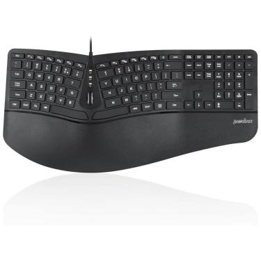 Imagem de Teclado Ergonômico com Fio Recarregável Reduz a Tensão das Mãos com Descanso de Pulso Ajustavel, PERIXX 11700, Preto