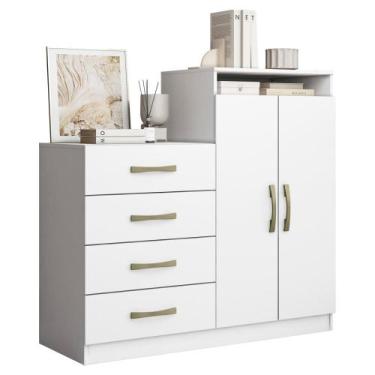 Imagem de Comoda 4 Gavetas 2 Portas 115 cm Londres ARMoveis - Aramoveis, Branco