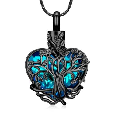 Imagem de Imrsanl Colar de urna de árvore da vida, coração, joia de cremação, para homens e mulheres, lembrança, joia de cinzas, presentes e pingente de urna, Cobre, Sem Pedra Preciosa