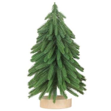 Imagem de Árvore de Natal flocada de neve artificial, enfeite de árvore de Natal de mesa para presente de decoração de escritório (laranja, verde, rosa, G)