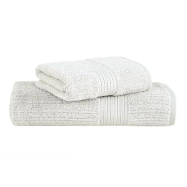Imagem de Toalha de Banho e Rosto Buddemeyer Luxo Fio Penteado 2 Peças Premium Alta Absorção Cor:Cinza 1744