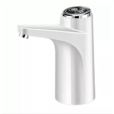 Imagem de Bomba de Água Elétrica para Bebedouro com Galão e Garrafão de 20L - Dispenser Recarregável USB, Design Luxo para Cozinha, Festas e Ambientes Sociais(A）Modelo Automático branco)