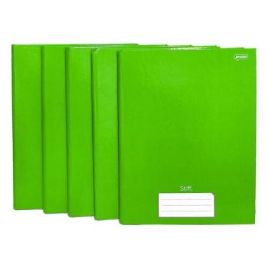 Imagem de Caderno Brochura Grande 96 Folhas Universitario Stiff 5 Unid, Verde