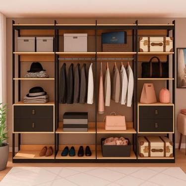 Imagem de Guardaroupas Genialflex Closet Modulado Freijó Preto Fosco