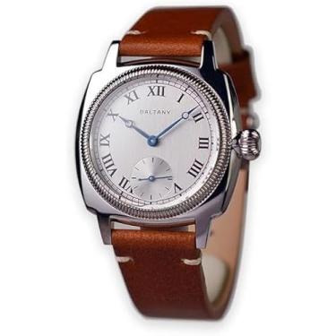 Imagem de Baltany Relógios de quartzo numerais romanos, S184037, relógios masculinos de 36 mm com ponteiros polidos (mostrador prateado)